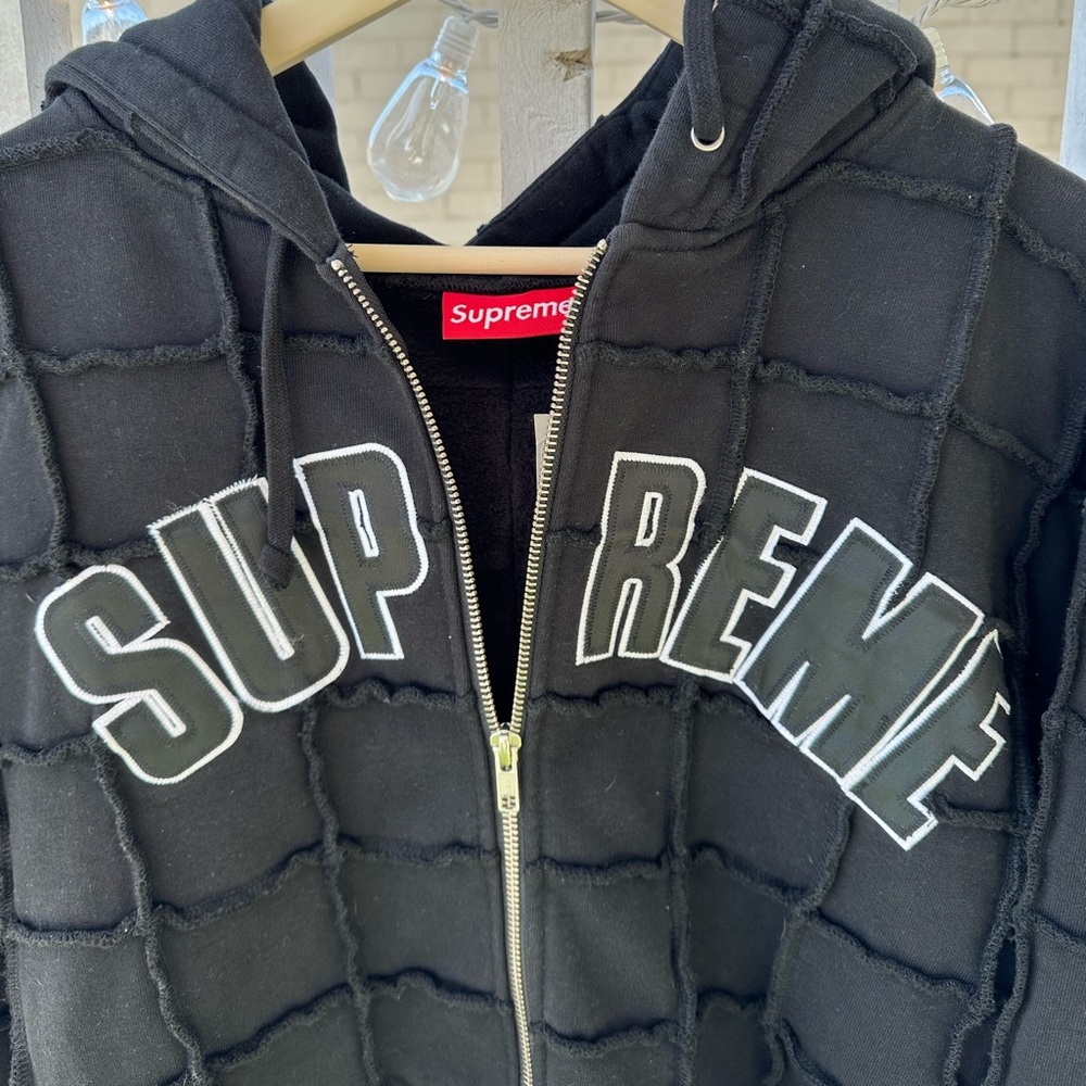 SUPREME reverse patchwork zip up sweatshirt
